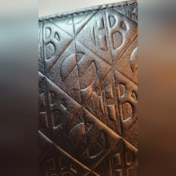 Henri bendel monogram embossed black leather top handle satchel bag - Picture 10 of 11